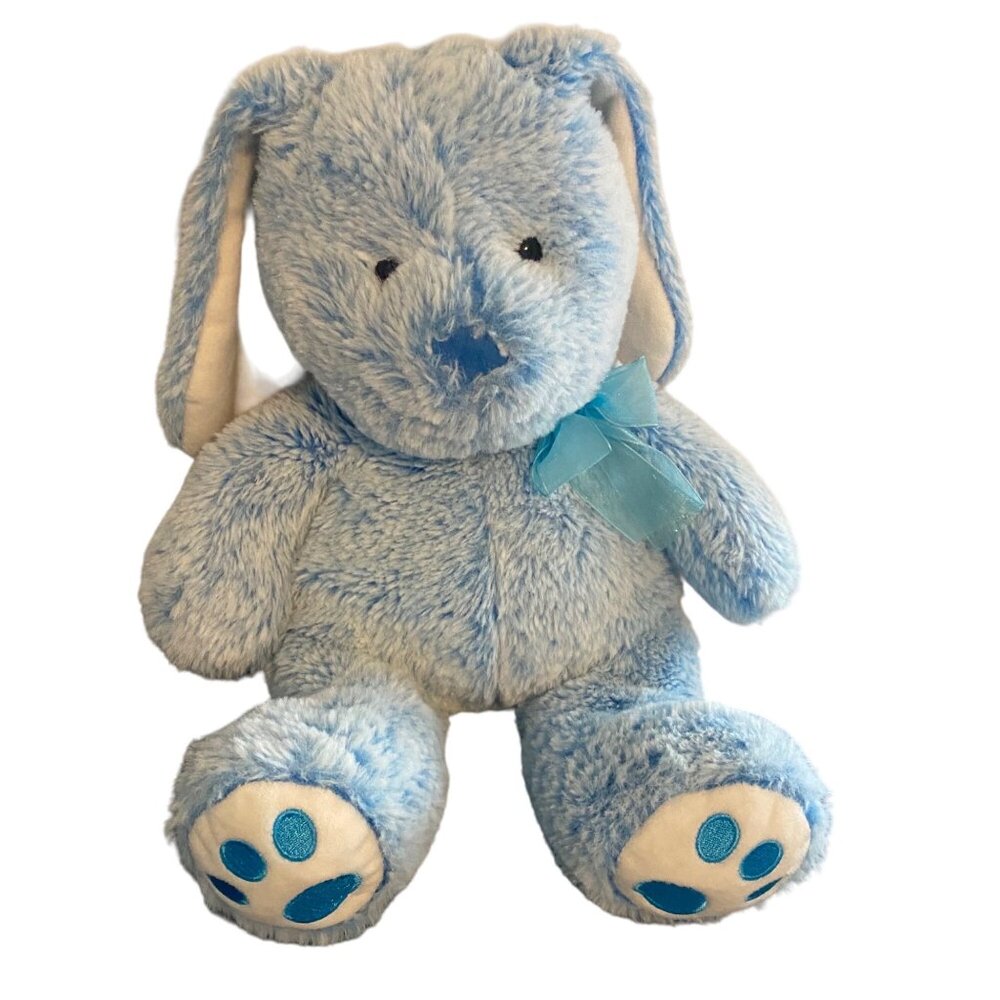 Walmart Easter Soft‎ Blue Plush Bunny Rabbit Stuffed Animal Ribbon Bow 12"